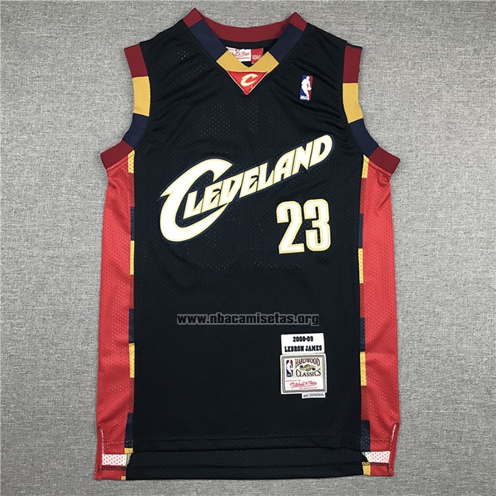 Camiseta Cleveland Cavaliers LeBron James NO 23 Mitchell & Ness 2008-09 Negro